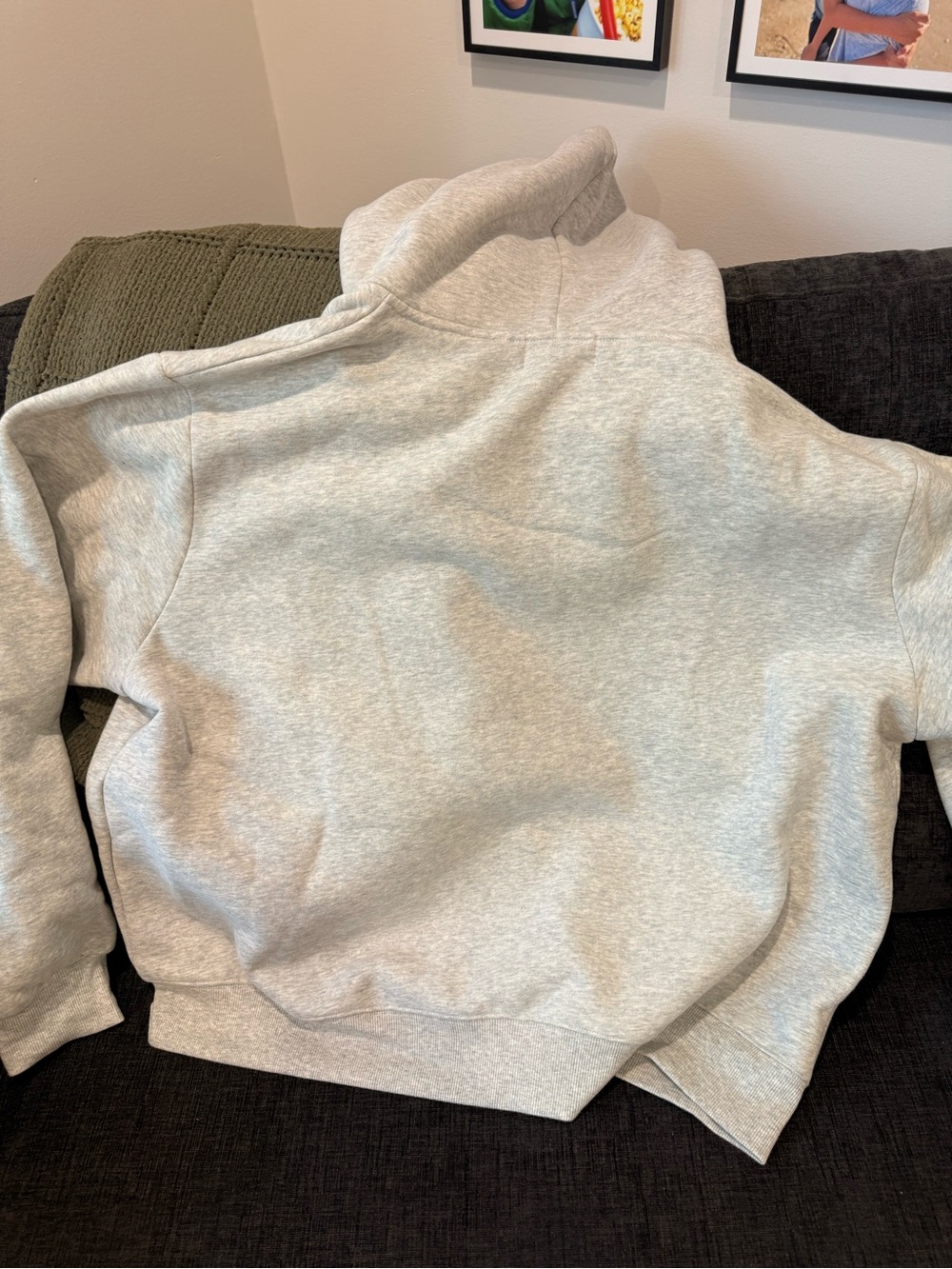 Parke Light Gray Full-Zip Hoodie with Navy Lettering - Picture 4 of 4